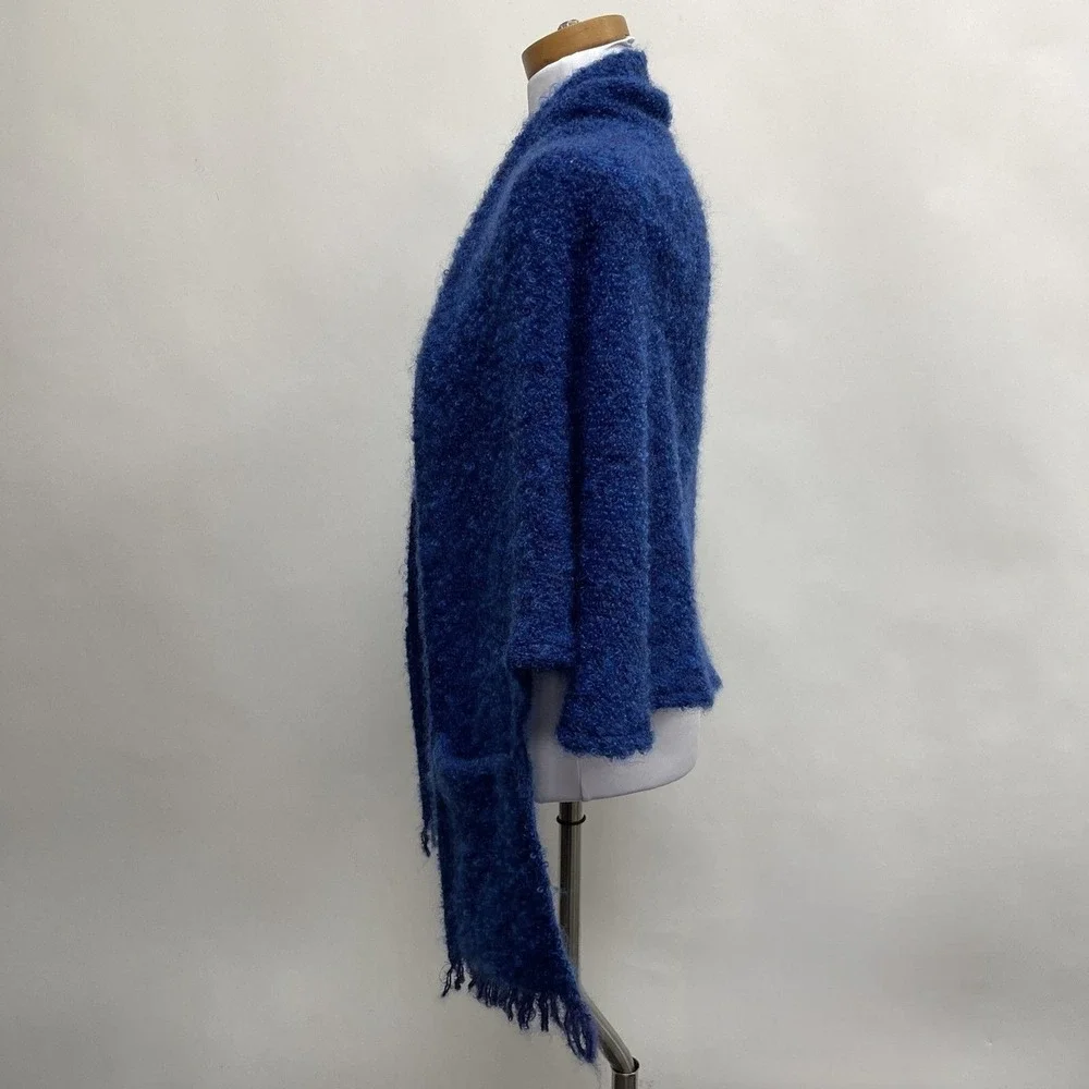 Cusbendale Women's Shawl Sweater Blue Mohair‎ Wool Blend Made in Ireland